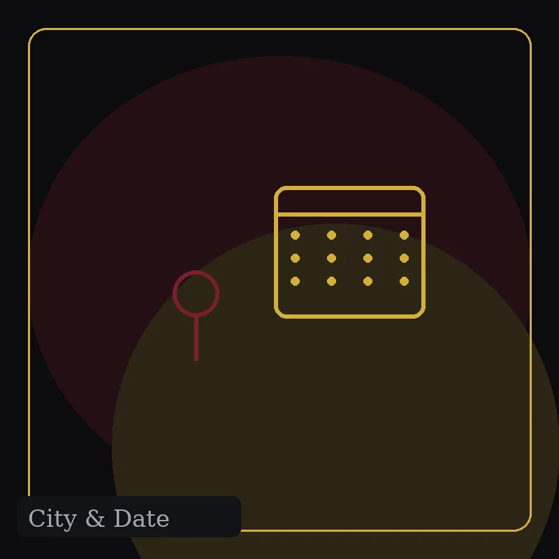 City & date icon: map pin with calendar